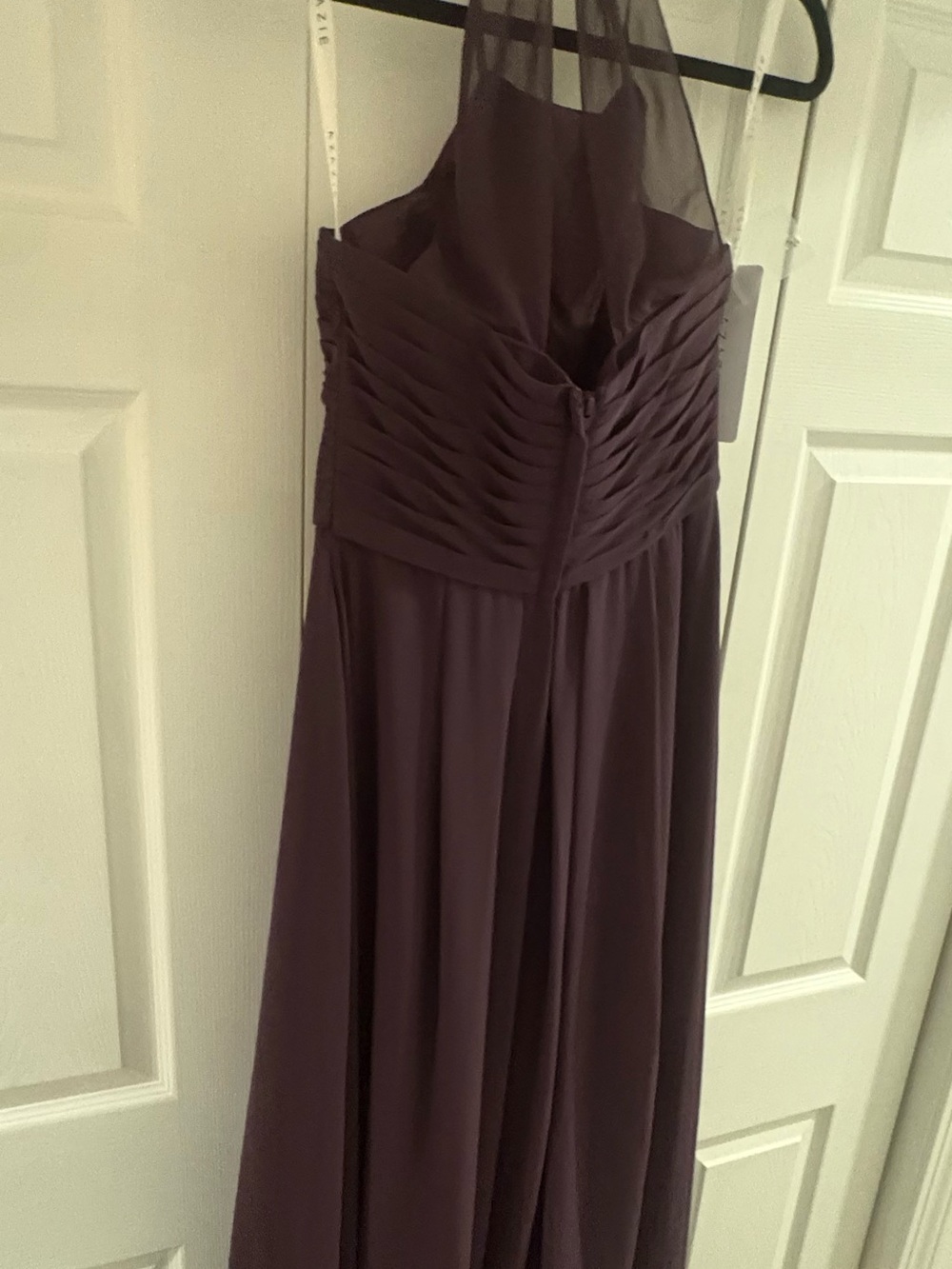 Azazie Ginger Plum Bridesmaid Dress 
Size 6 | NWT | Chiffon Halter Formal Gown - Picture 7 of 15